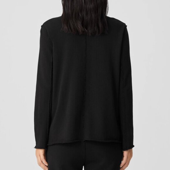 Eileen Fisher Lightweight Organic Cotton Terry Blazer Raw Edge Pockets Size M - Picture 3 of 16